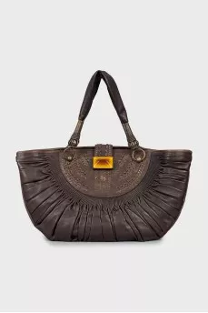 Leather half moon bag