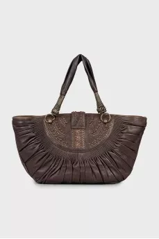 Leather half moon bag