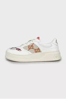 Leather sneakers with embroidered logo