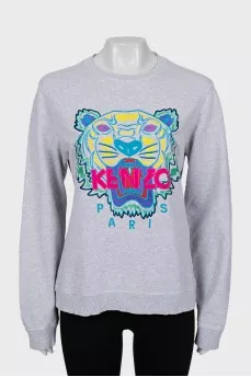 Grey sweatshirt with signature print