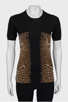 Knitted T-shirt with animal print