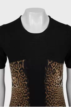 Knitted T-shirt with animal print