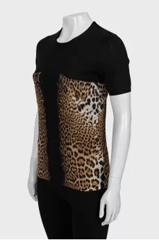 Knitted T-shirt with animal print