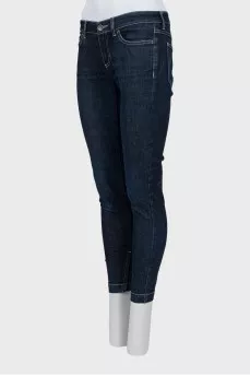 Blue jeans with a mid-rise