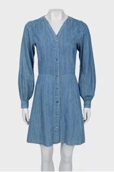 Fitted denim dress with buttons