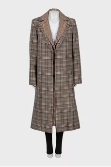 Double coat with check print