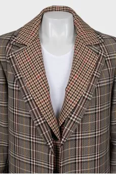 Double coat with check print