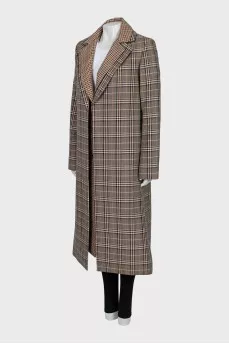 Double coat with check print