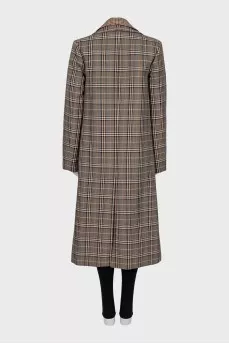 Double coat with check print