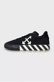Textile sneakers with suede logo
