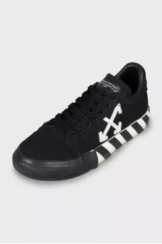 Textile sneakers with suede logo