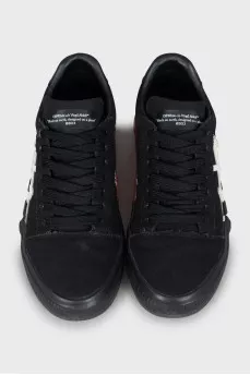 Textile sneakers with suede logo