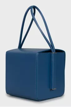 Blue leather cube bag
