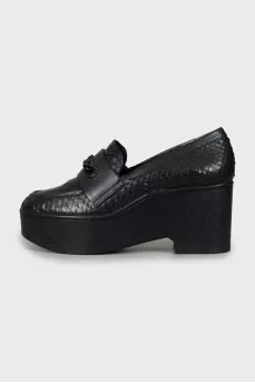 Leather loafers with high platform