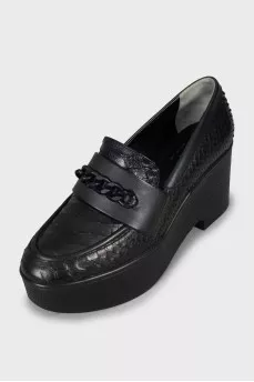 Leather loafers with high platform