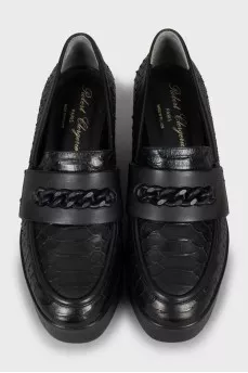 Leather loafers with high platform