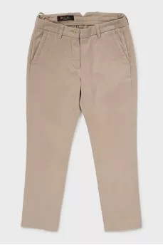 Beige trousers with a mid-waist