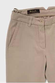 Beige trousers with a mid-waist
