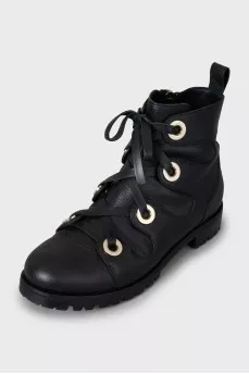 Leather boots with gold hardware
