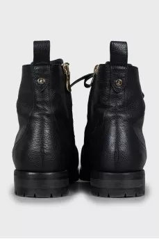 Leather boots with gold hardware