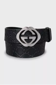Men's Leather Belt with Embossed Print