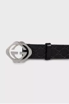 Men's Leather Belt with Embossed Print