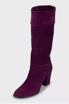 Фиолетовые сапоги из замши