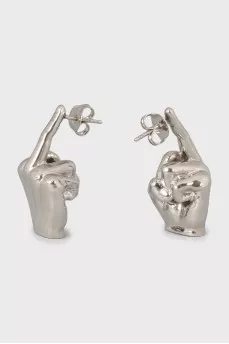 Серебристые серьги с биркой
