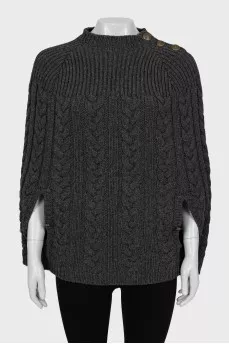 Knitted wool poncho