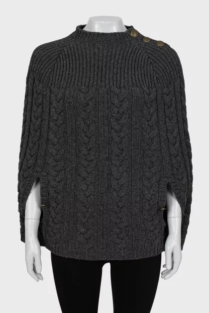 Knitted wool poncho