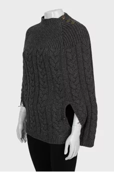 Knitted wool poncho
