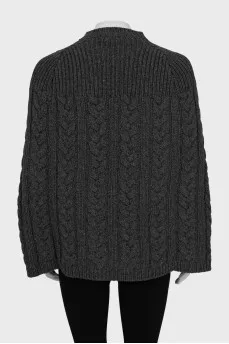 Knitted wool poncho