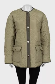 Quilted Print Button Down Jacket