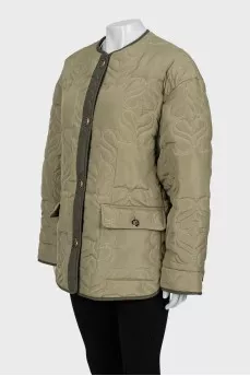 Quilted Print Button Down Jacket