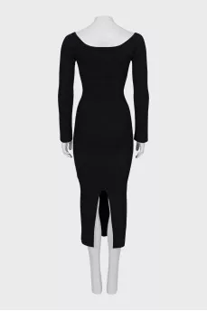 Knitted dress with V-neck