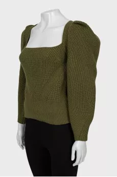 Green sweater with voluminous sleeves