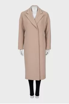 Beige straight cut coat