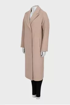 Beige straight cut coat
