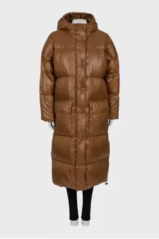 Quilted Maxi Down Jacket with Hood