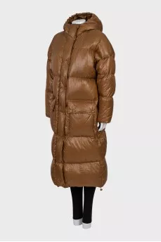 Quilted Maxi Down Jacket with Hood