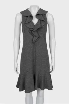Wool dress with frill