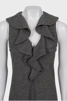 Wool dress with frill