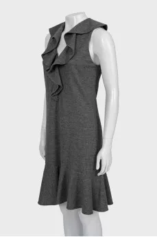 Wool dress with frill