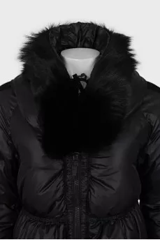 Quilted down jacket with fur