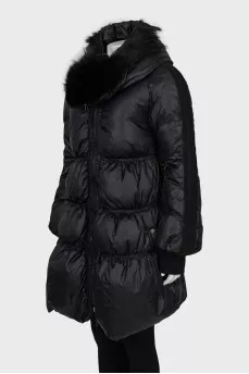 Quilted down jacket with fur