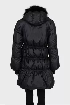 Quilted down jacket with fur