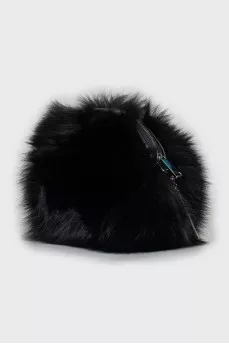 Чорна сумка з хутра лисиці