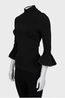 Blouse with frill on sleeves