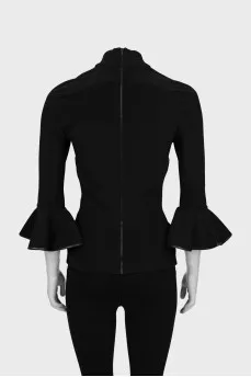 Blouse with frill on sleeves