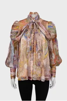 Loose fit printed blouse